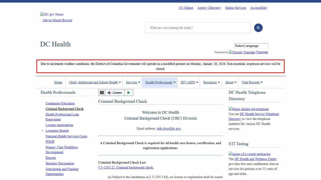 Criminal Background Check doh